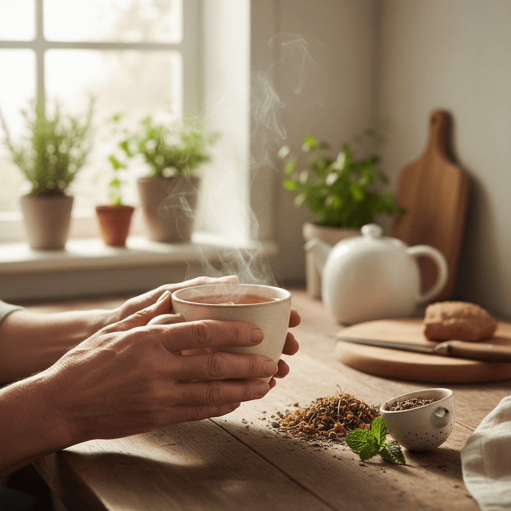 Elderly person receiving caring support at home